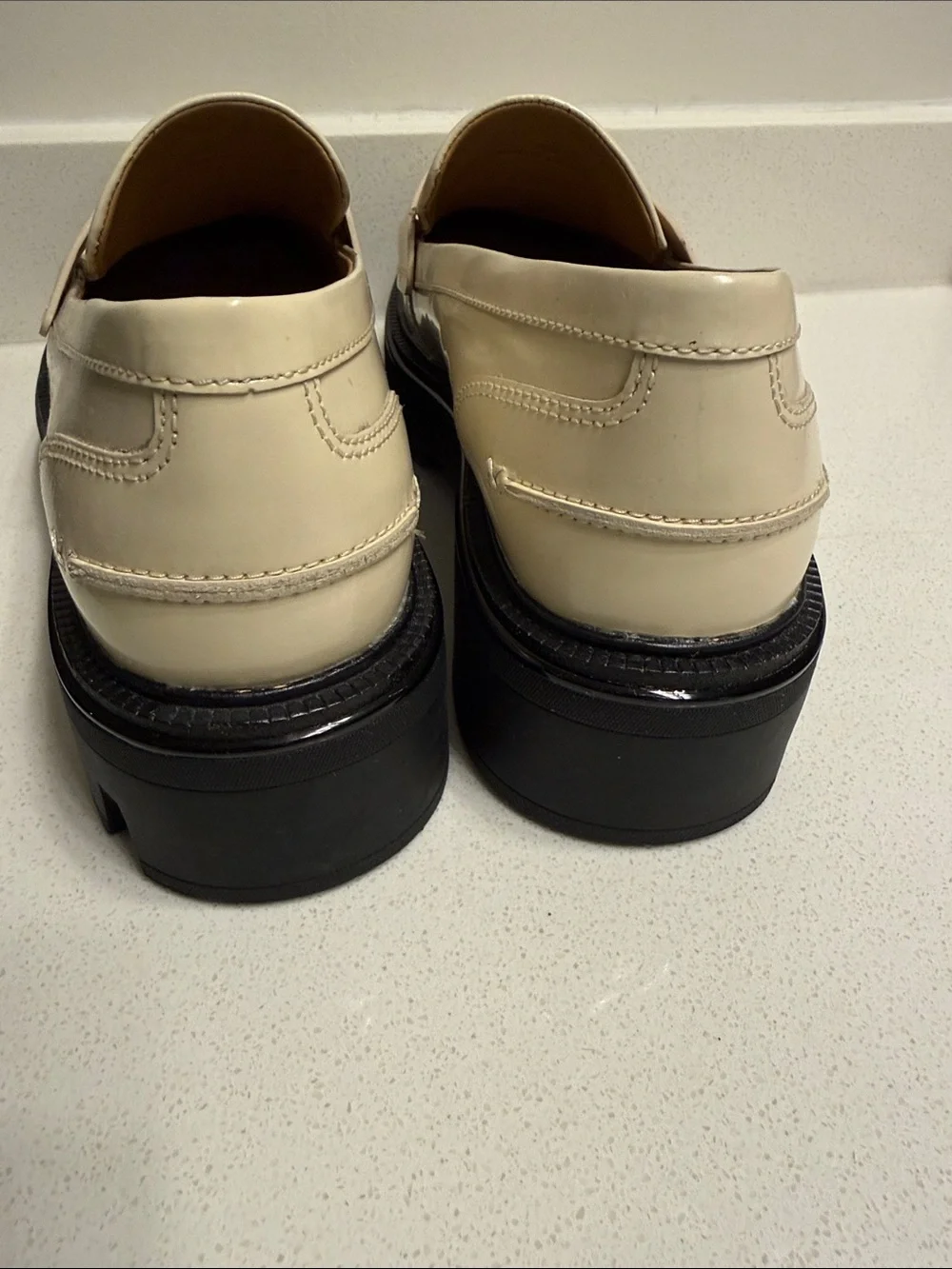 Rag& Bone Cream Penny Loafers with Black Lug Sole Size Us 9-9.5/ Eu 40